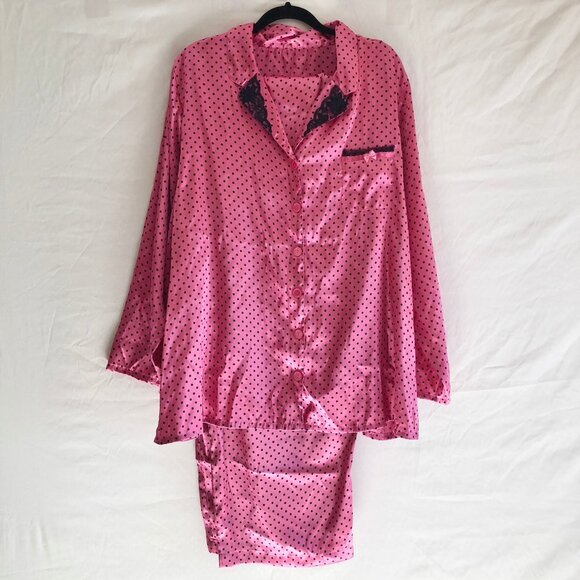 Other - Vintage Polkadot Satin Pajama's Rose Pink